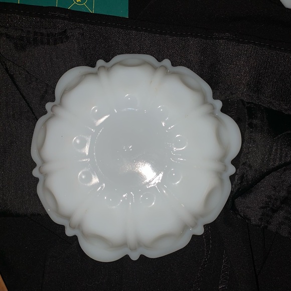 Milk glass saucer Ruler shows width. Buy saucer for $15 get candy dish also. - Picture 2 of 4